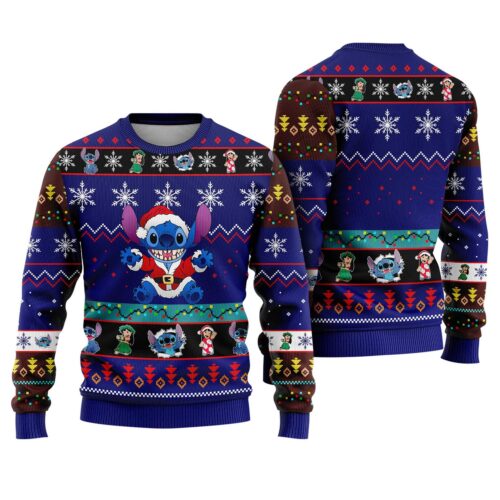 Disney Stitch and Angel Ugly Christmas Sweater Sweatshirt for Magic Kingdom Party image 0