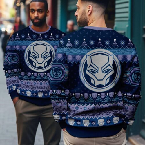 Black Panther Ugly Christmas Sweatshirt Wakanda Forever Marvel Avengers Xmas Sweater image 1