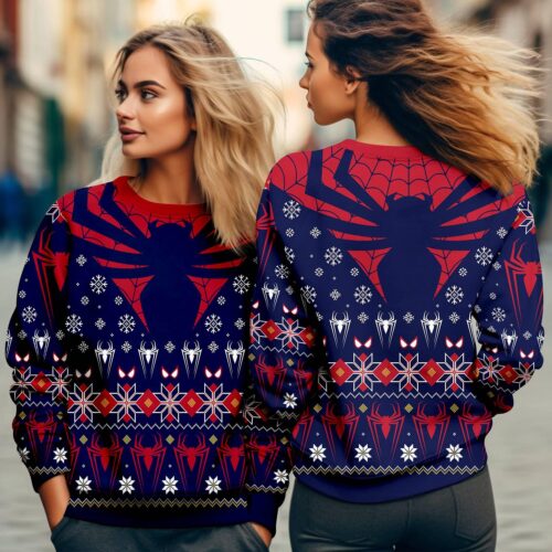 Spider Man Ugly Christmas Sweatshirt Miles Morales Avengers Superhero Holiday Sweater image 0