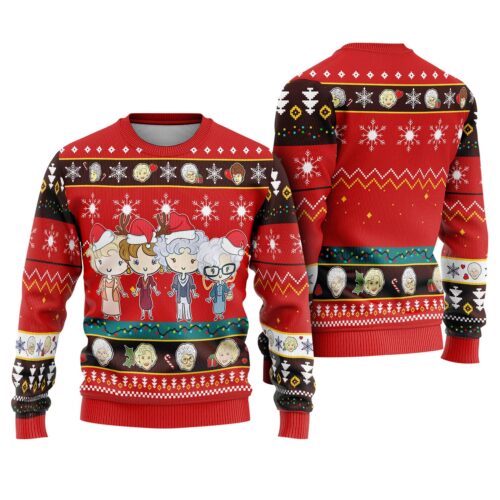 Golden Girls Red Ugly Christmas Sweater Knitted Xmas Sweater Holiday Sweater for Fans image 0