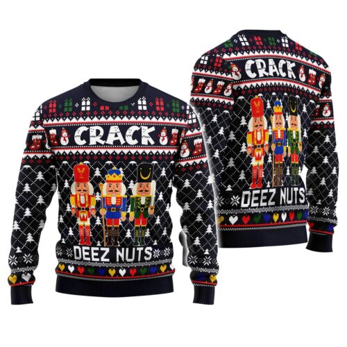 Funny Nutcrackers Christmas Sweatshirt Crack Deez Nuts Ugly Sweater Nutcracker Xmas Sweatshirt image 0