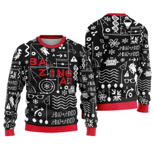 Big Bang Theory Christmas Sweater Bazinga Ugly Xmas Sweatshirt TV Series Holiday Apparel image 0