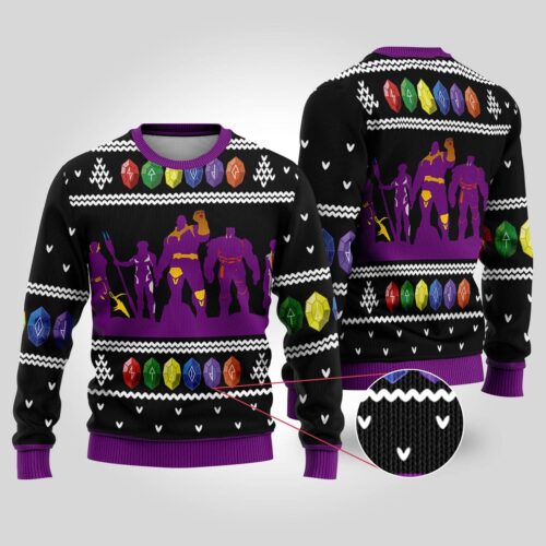 Thanos Villains Ugly Christmas Sweater Infinity Stones Avengers Endgame Xmas Sweatshirt image 0