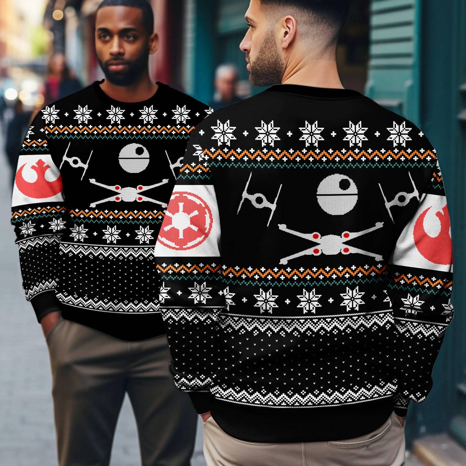 Star Wars X-Wing vs. TIE Fighter Ugly Christmas Sweater Anakin Skywalker Holiday Sweatshirt image 3