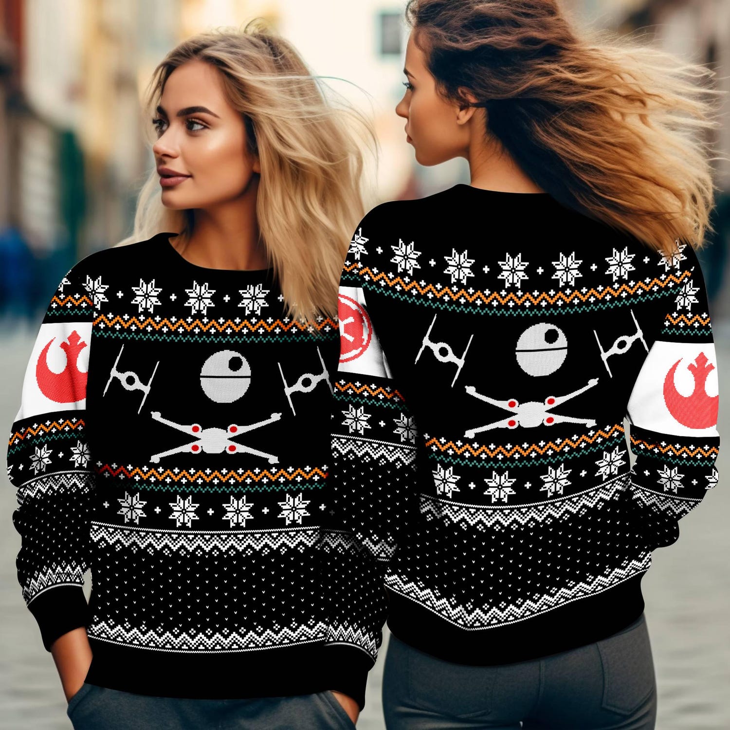 Star Wars X-Wing vs. TIE Fighter Ugly Christmas Sweater Anakin Skywalker Holiday Sweatshirt image 2