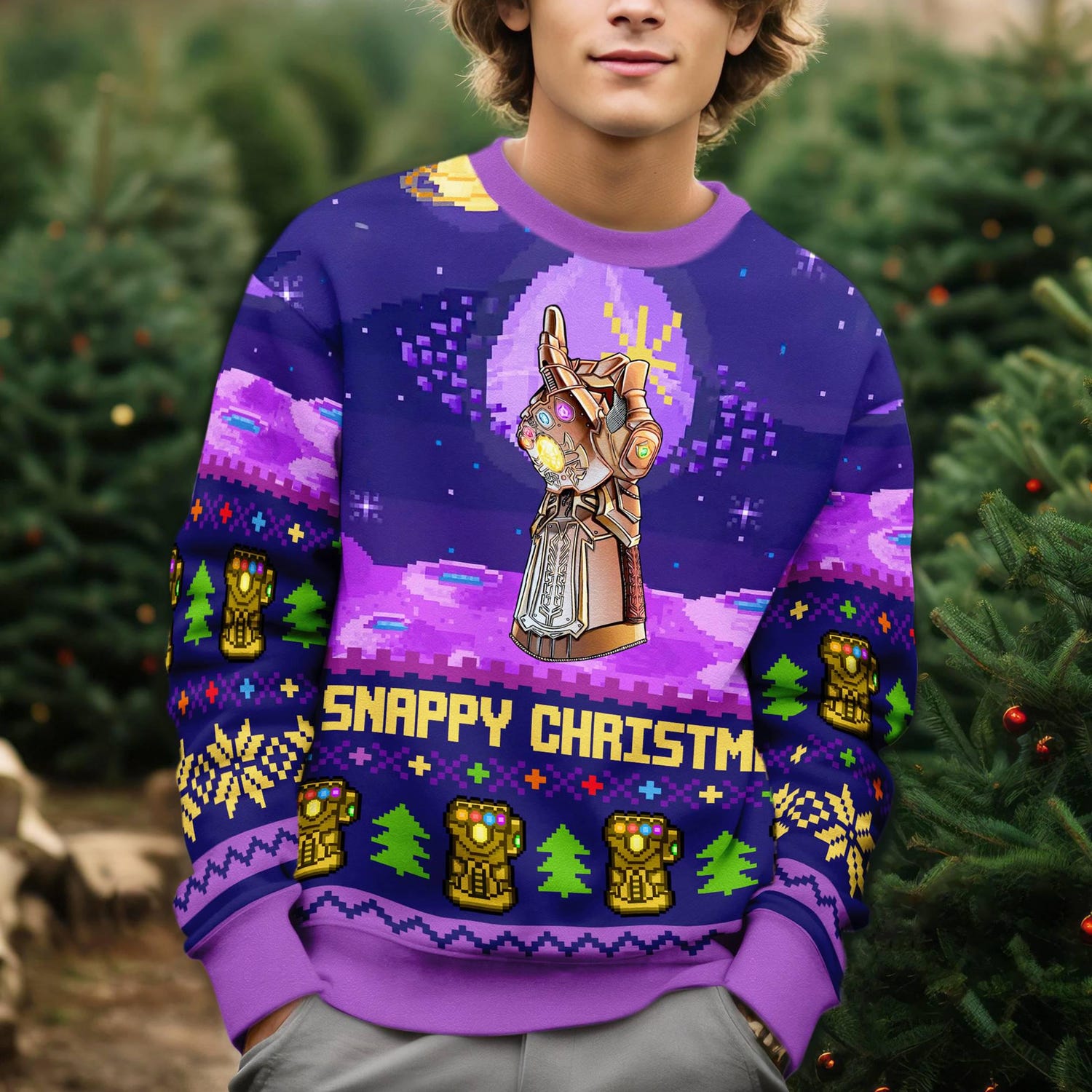 Christmas Infinity Gauntlet Ugly Sweatshirt Thanos Avengers Endgame Christmas Sweater image 4