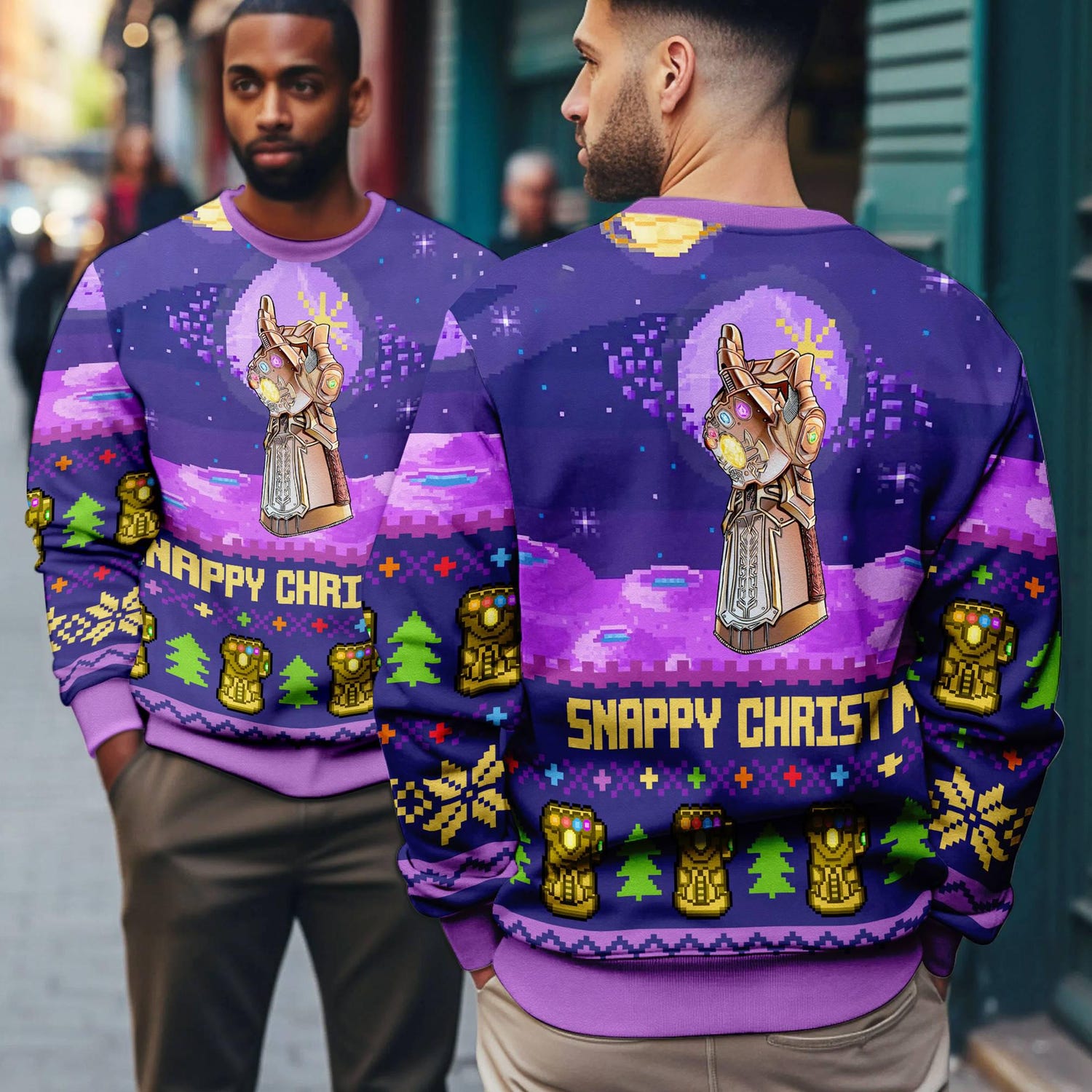 Christmas Infinity Gauntlet Ugly Sweatshirt Thanos Avengers Endgame Christmas Sweater image 2