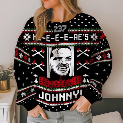 The Shining Ugly Christmas Sweater Jack Torrance Here's Johnny Xmas Sweater Movie Apparel image 1