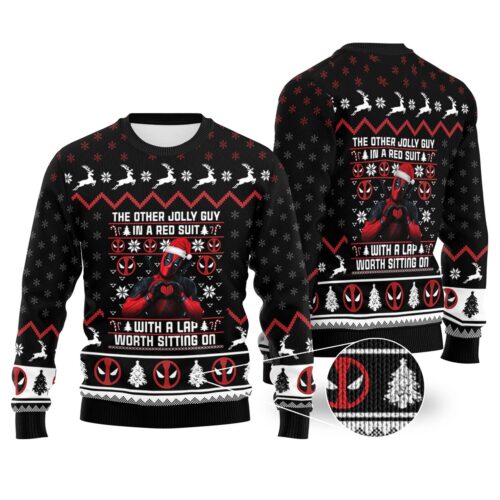 Deadpool Christmas Sweatshirt Ugly Christmas Sweater Avengers Superhero Xmas Sweater image 0