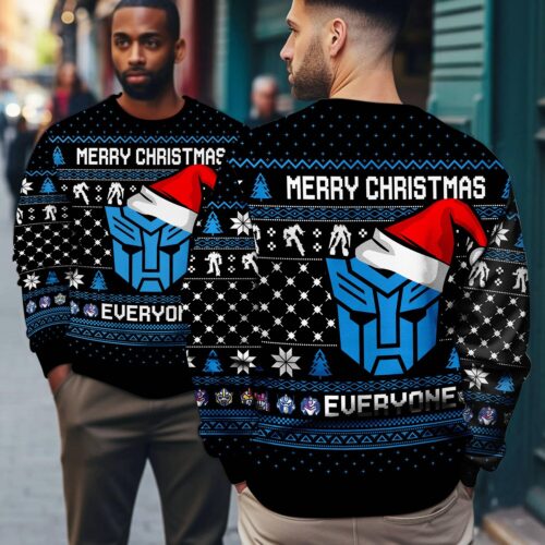 Transformers Ugly Christmas Sweatshirt Optimus Prime Bumblebee Autobots Xmas Sweater image 1