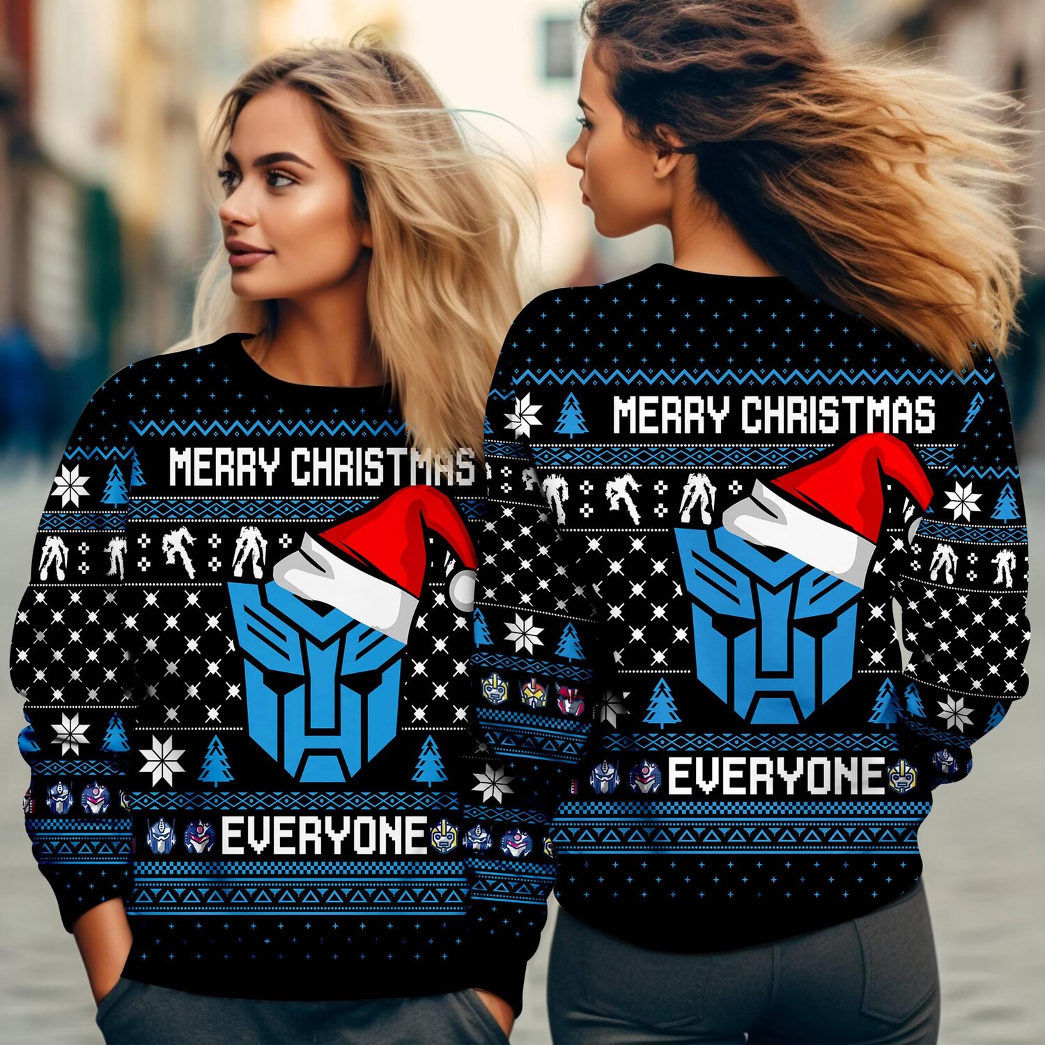 Transformers Ugly Christmas Sweatshirt Optimus Prime Bumblebee Autobots Xmas Sweater image 2