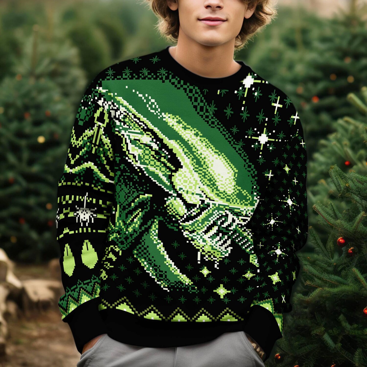 Xenomorph Alien Ugly Christmas Sweatshirt Alien Movie Xmas Sweater Holiday Family Sweatshirt image 4