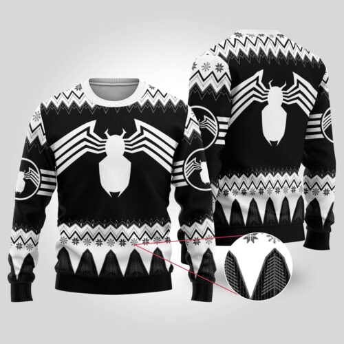 Venom Carnage Christmas Sweatshirt Spiderman Venom Holiday Sweater Marvel Spiderman Xmas Pullover image 0