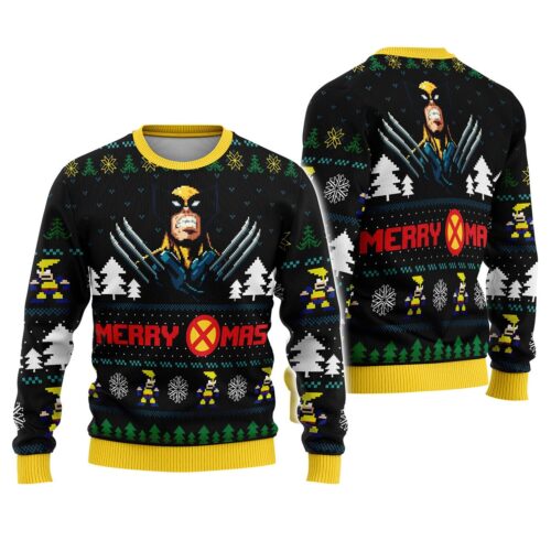 Wolverine Ugly Christmas Sweatshirt Marvel X-Men Santa Claws Wolverine Holiday Sweater image 0