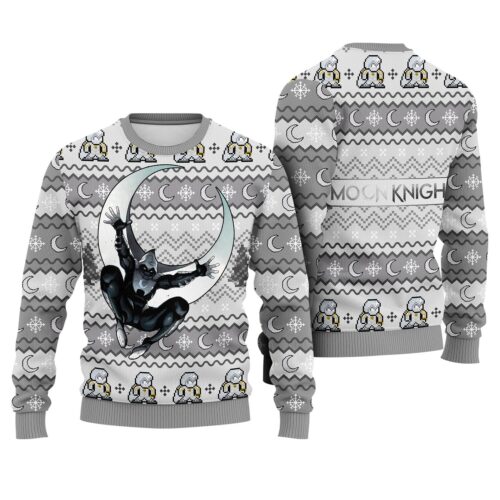 Moon Knight Ugly Christmas Sweatshirt Marc Spector Mr Knight Sweater Holiday Ugly Xmas Sweater image 0