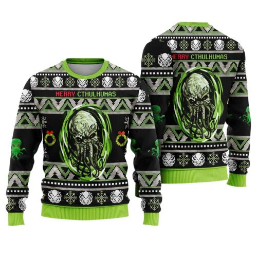 Call of Cthulhu Christmas Ugly Sweatshirt Video Game Inspired Holiday Sweater image 0