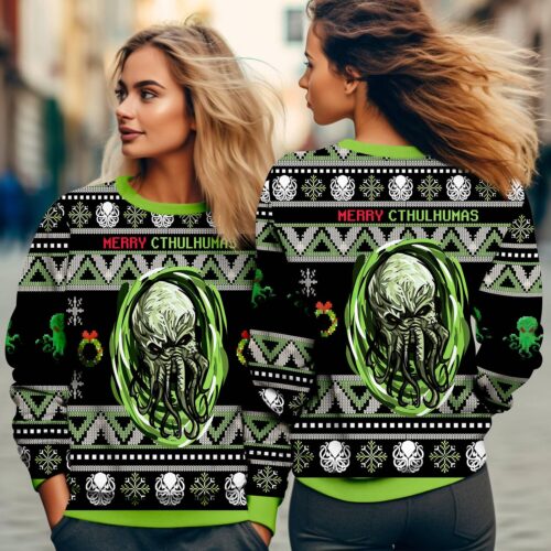 Call of Cthulhu Christmas Ugly Sweatshirt Video Game Inspired Holiday Sweater image 1