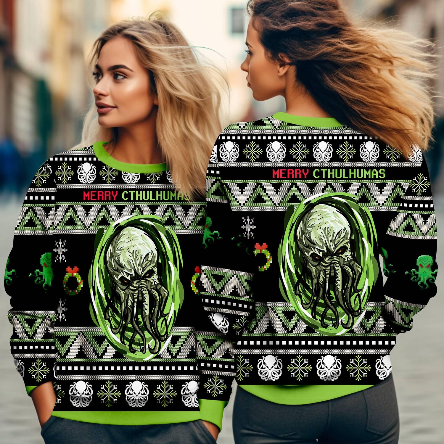 Call of Cthulhu Christmas Ugly Sweatshirt Video Game Inspired Holiday Sweater image 1