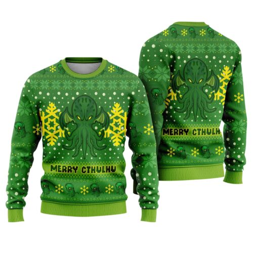 Cthulhu Christmas Sweatshirt Ugly Xmas Sweater Call of Cthulhu Movie & Video Game Apparel image 0