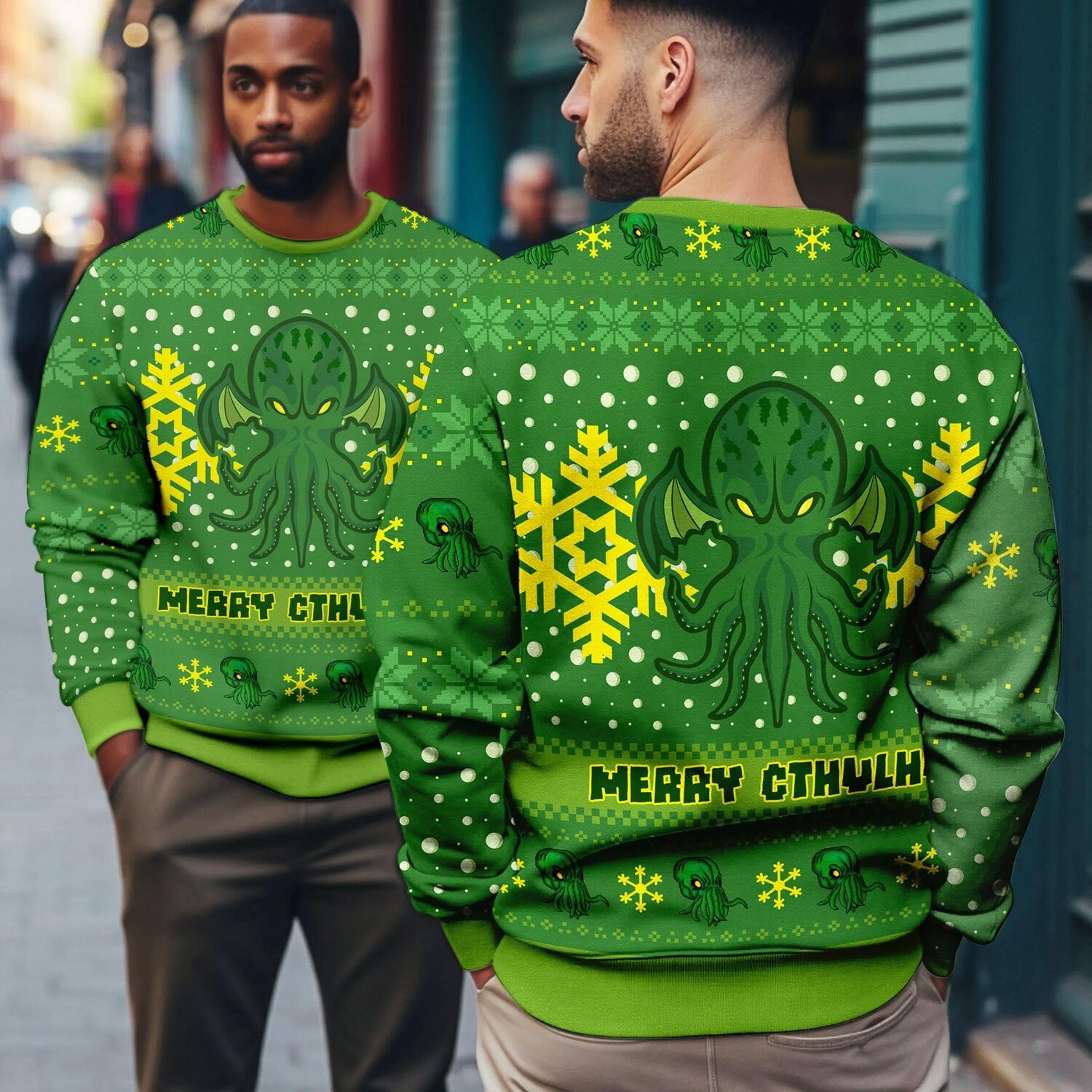 Cthulhu Christmas Sweatshirt Ugly Xmas Sweater Call of Cthulhu Movie & Video Game Apparel image 2