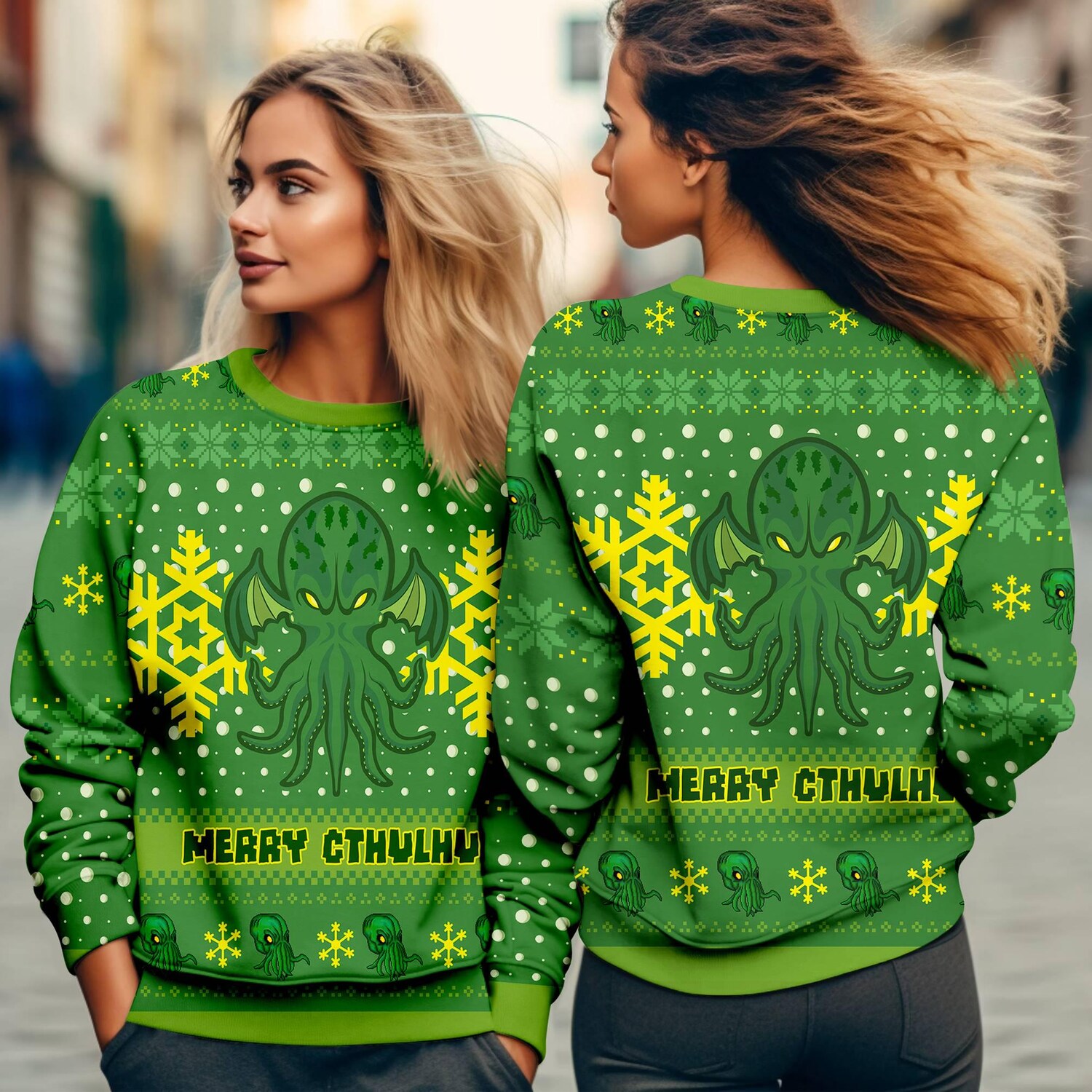 Cthulhu Christmas Sweatshirt Ugly Xmas Sweater Call of Cthulhu Movie & Video Game Apparel image 1