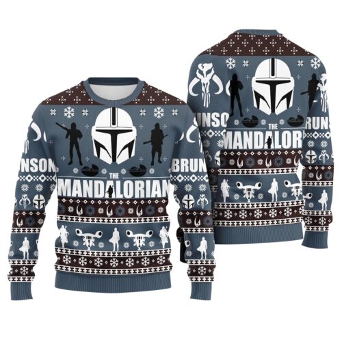 Mandalorian Star Wars Ugly Christmas Sweater Disney Xmas Sweatshirt Holiday Gift Idea image 0