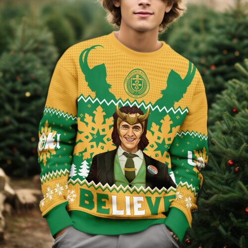 Loki Laufeyson Christmas Ugly Sweater Avengers God of Mischief Holiday Shirt Superhero King Loki Sweater image 1