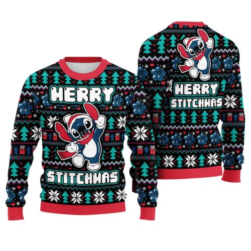 Disneyland Stitchmas Ugly Christmas Sweater Lilo & Stitch Family Sweatshirt Ohana Holiday Pullover image 0