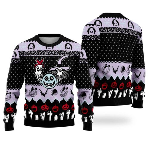 Nightmare Before Christmas Ugly Sweater Oogie Boogie Sweatshirt Lock Shock Barrel Design image 0