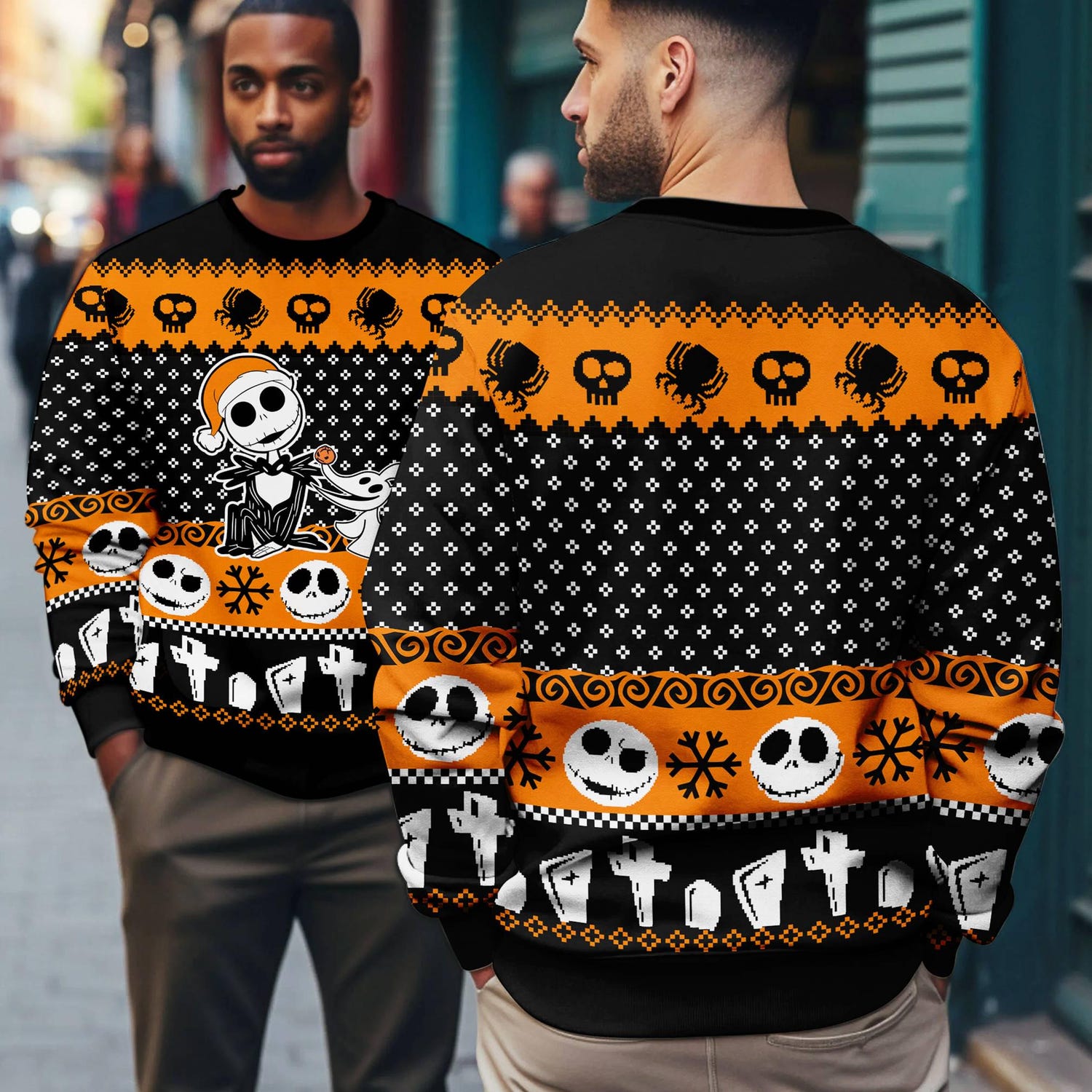 Jack Skellington Christmas Sweater Nightmare Before Christmas Ugly Sweatshirt Holiday Gift image 2