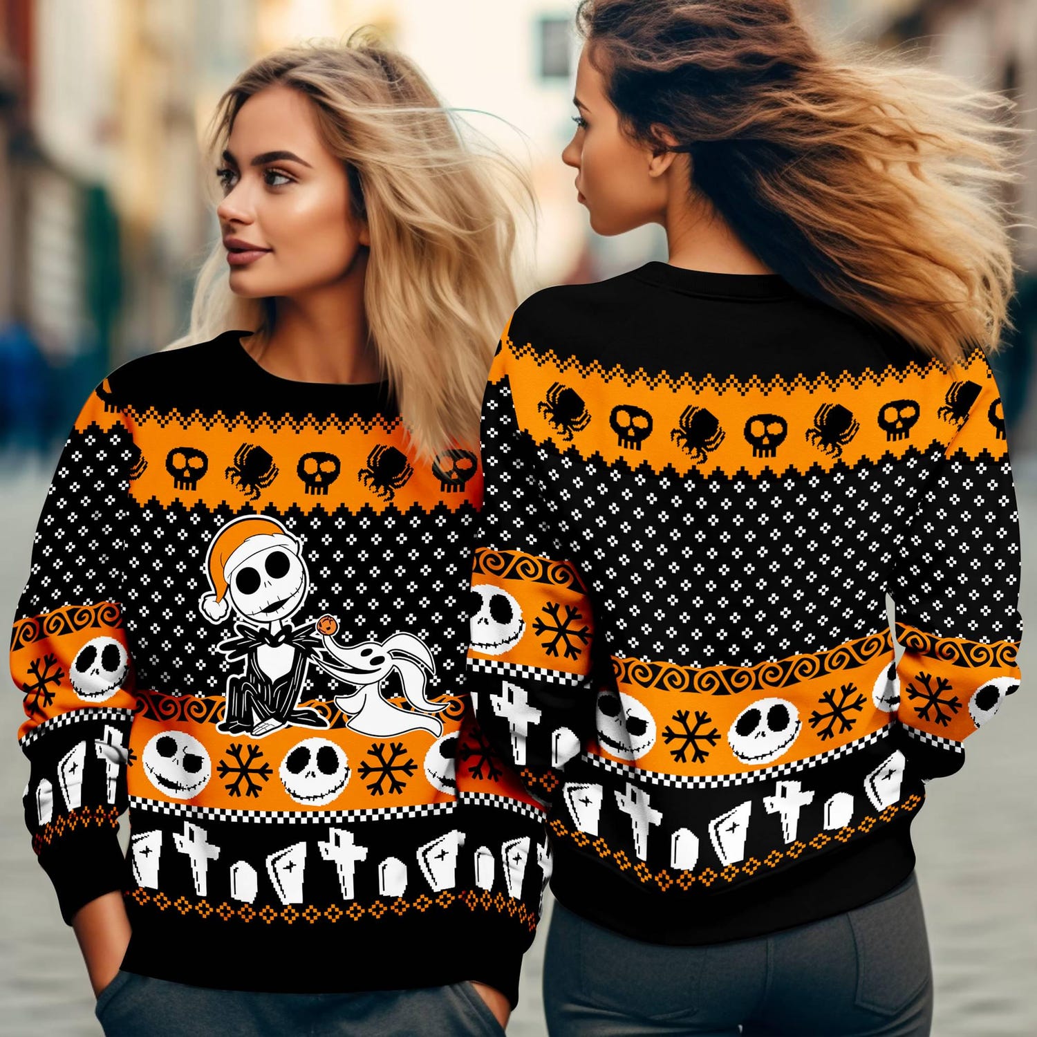 Jack Skellington Christmas Sweater Nightmare Before Christmas Ugly Sweatshirt Holiday Gift image 3