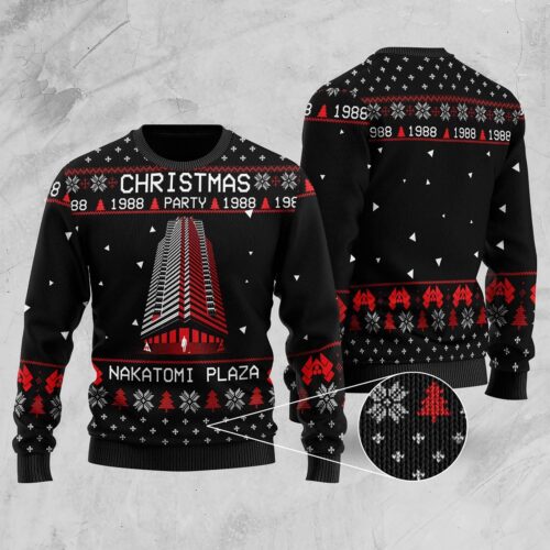 Die Hard John McClane Ugly Christmas Sweater 1988 Nakatomi Plaza Christmas Sweater image 0