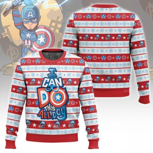 Captain America Ugly Christmas Sweater Avengers Shirt Disneyland Family Trip Gift image 0