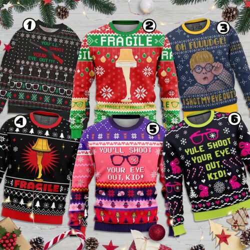 Christmas Story Ugly Sweater Yule Shoot Your Eye Out Holiday Novelty Christmas Gift image 0