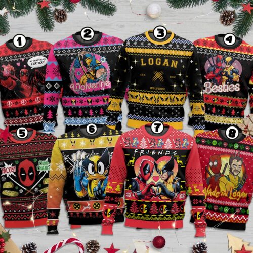 Deadpool Wolverine Ugly Christmas Sweater Funny Superhero Shirt 2024 Holiday Gift image 0