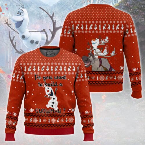 Frozen Olaf Ugly Christmas Sweater Do You Want To Build A Snowman Sweatshirt Xmas Party Shirt image 0