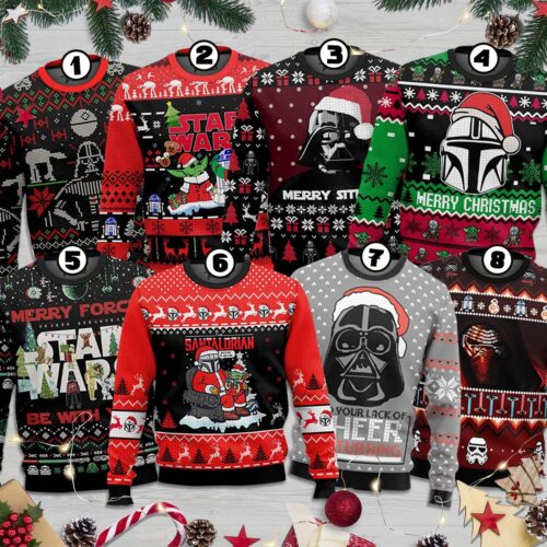 Star Wars Ugly Christmas Sweater Darth Vader Stormtrooper Boba Fett Holiday Disneyland Trip image 0