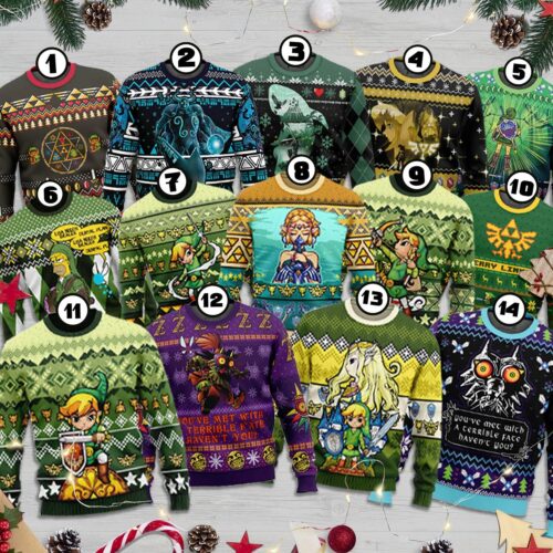 Zelda Ugly Christmas Sweater Sweatshirt Breath of the Wild Gaming Holiday Sweater image 0