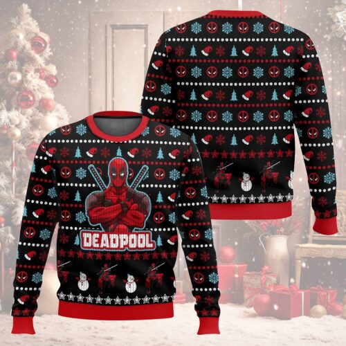 Marvel Deadpool Ugly Christmas Sweater Superhero Holiday Sweatshirt Wolverine Marvel Comics Xmas Sweater image 0