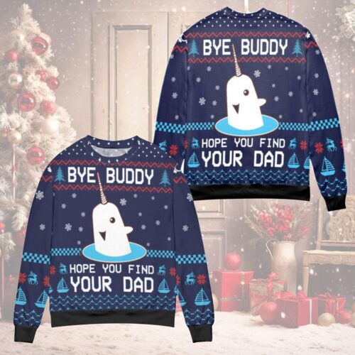 Buddy Elf Christmas Sweater Bye Buddy Ugly Christmas Sweatshirt Holiday Movie Pattern Sweater image 0