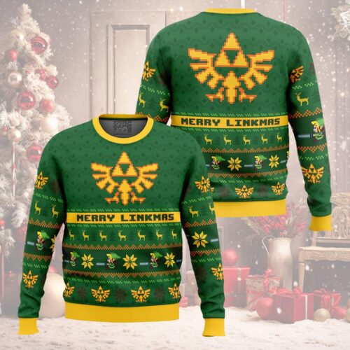 Legend of Zelda Ugly Christmas Sweater Linkmas Sweater Rubies Holiday Sweatshirt image 0