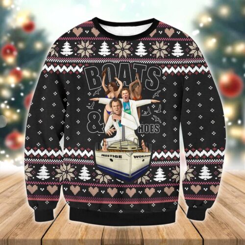 Prestige Worldwide Boats and Hoes Ugly Christmas Sweater Step Brothers Movie Xmas Sweatshirt image 0