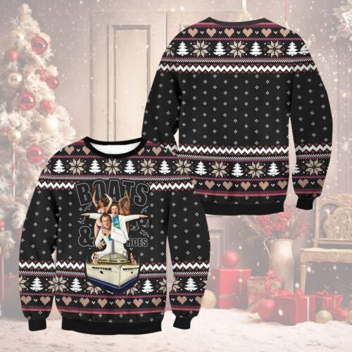 Prestige Worldwide Boats and Hoes Ugly Christmas Sweater Step Brothers Movie Xmas Sweatshirt image 1