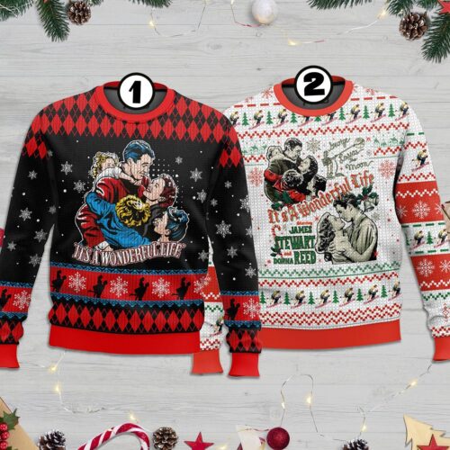 It's A Wonderful Life Christmas Sweatshirt George Bailey James Stewart Xmas Sweater Movie Inspired Apparel image 0